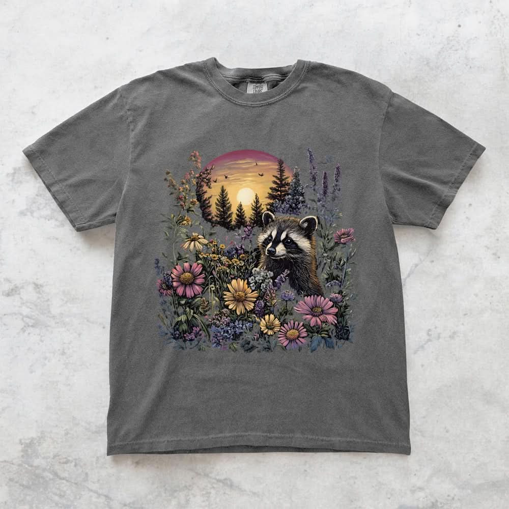 Raccoon Wildflower T-shirt