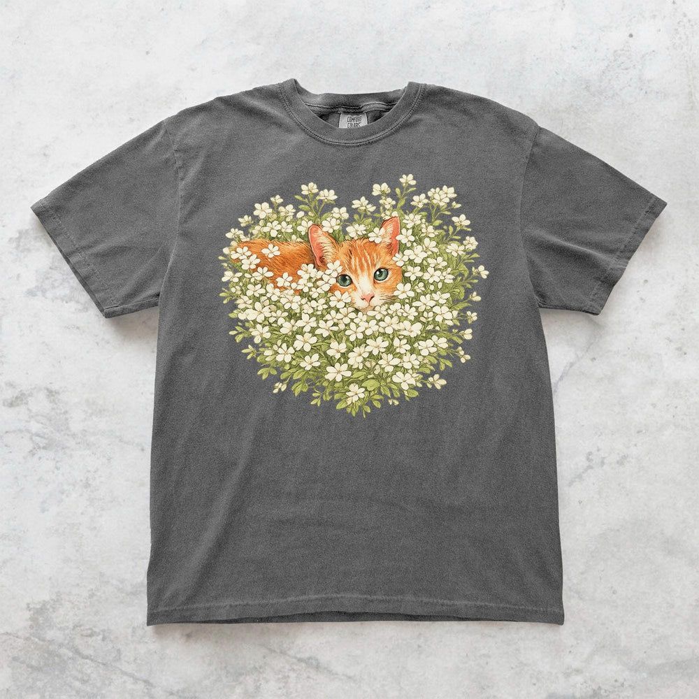 Orange Cat Wildflower T-Shirt