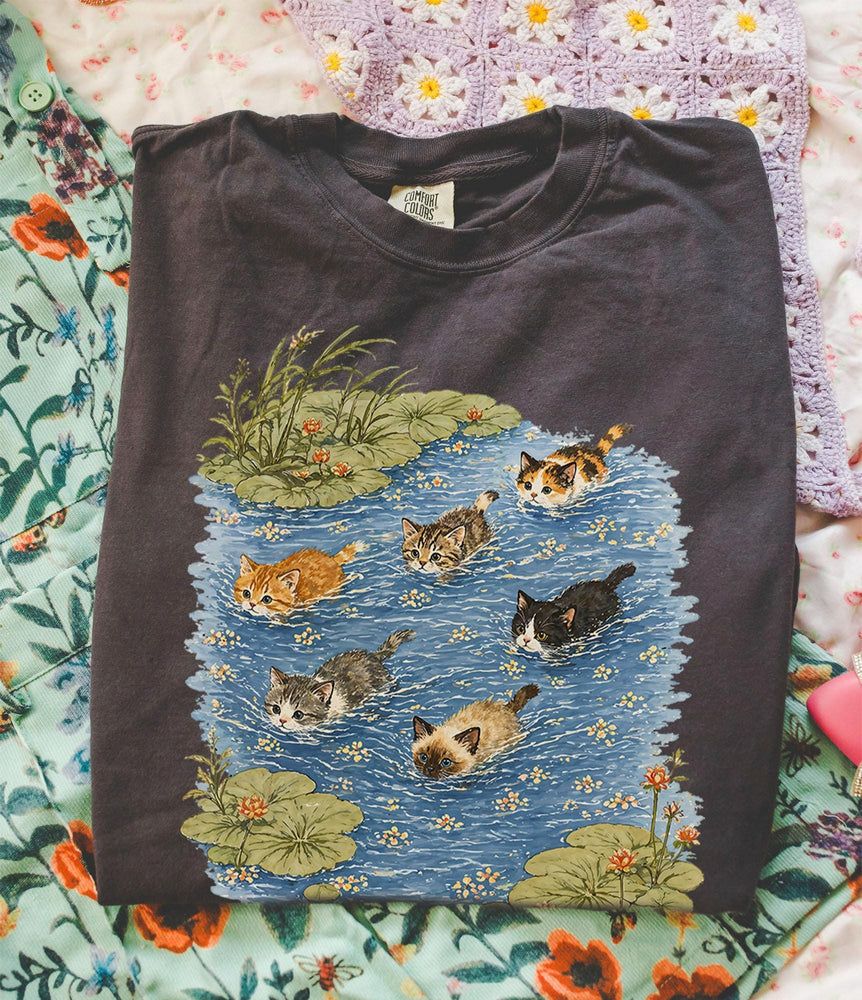 Swimming Cats in Pond T-Shirt