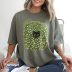 Black Cat Amongst Wildflowers Daisy T-Shirt - Charmed and Wyld