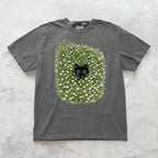 Black Cat Amongst Wildflowers Daisy T-Shirt - Charmed and Wyld