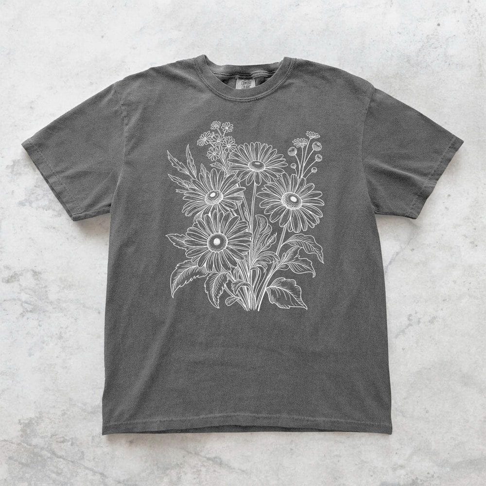 Wildflower Sketch Line Art T-Shirt - Charmed and Wyld