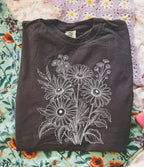Wildflower Sketch Line Art T-Shirt - Charmed and Wyld