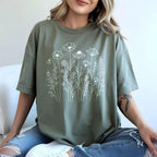 Minimal Wildflower Line Art T-Shirt - Charmed and Wyld