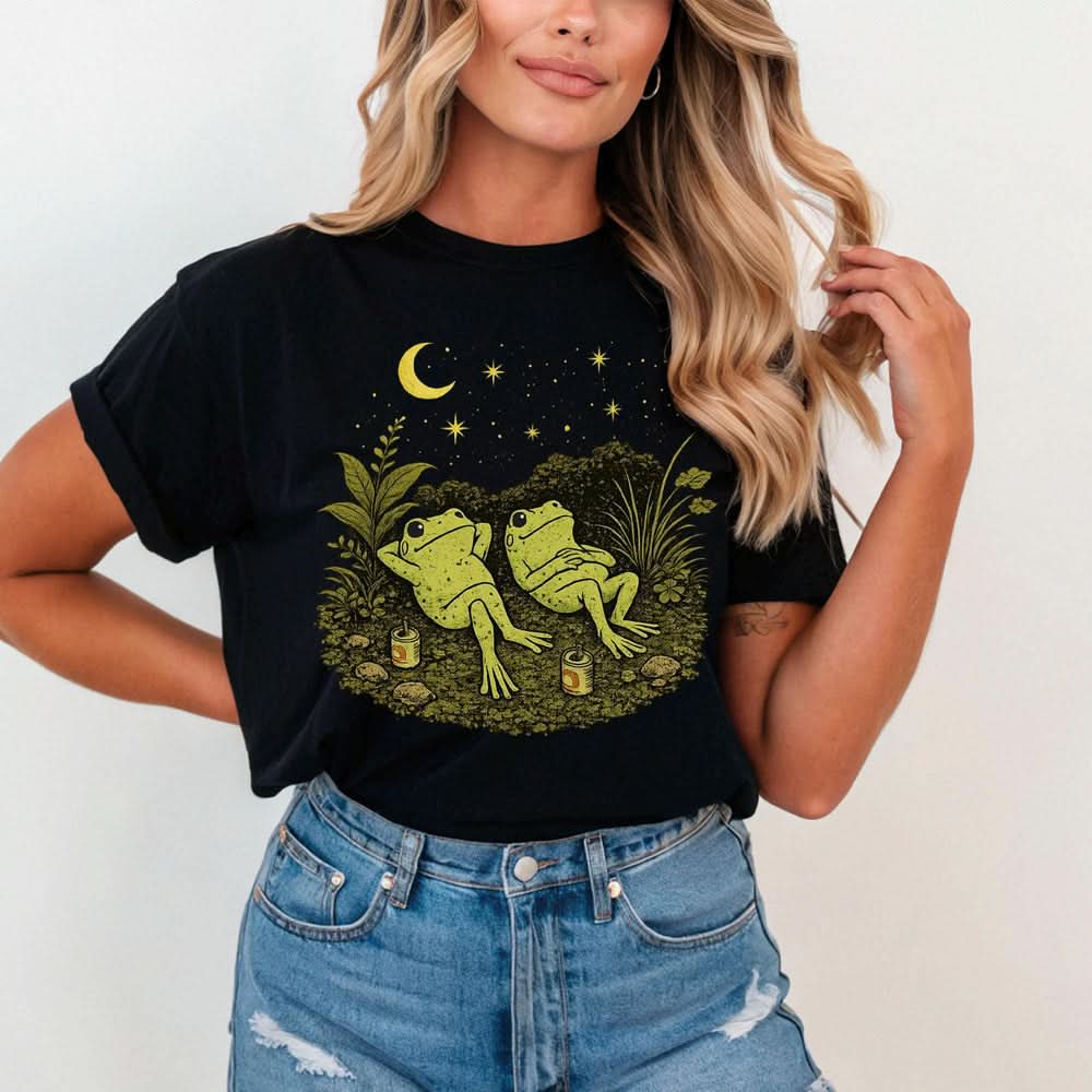 Frogs Stargazing Wildflower T-Shirt