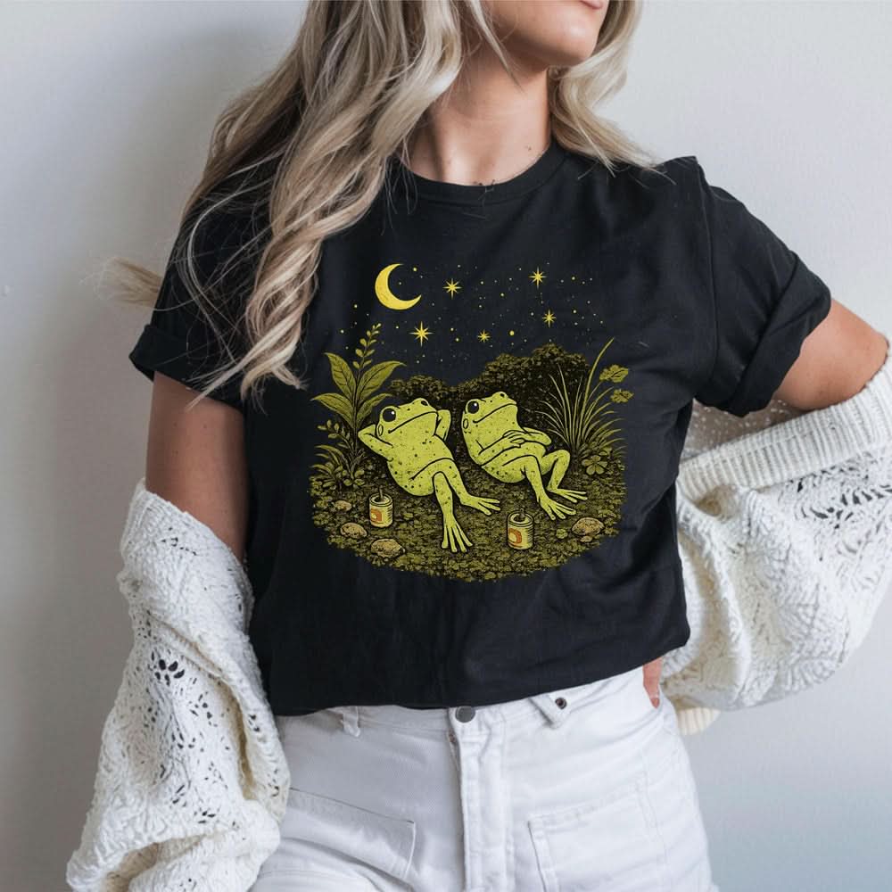 Frogs Stargazing Wildflower T-Shirt
