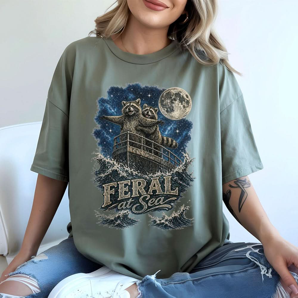 Feral at Sea Raccoon Tshirt - Charmed and Wyld