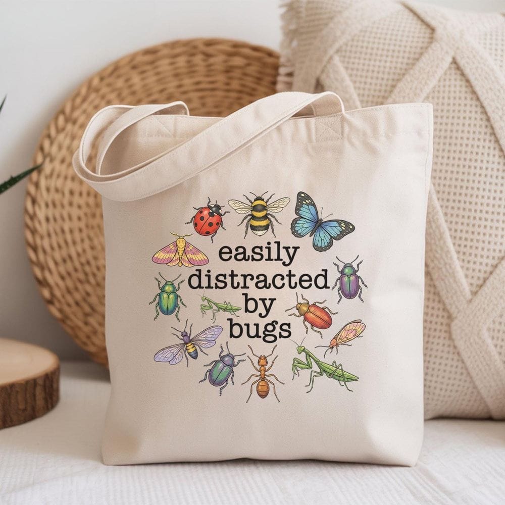 Easily Distracted By Bugs Cotton Tote Bag - Charmed and Wyld