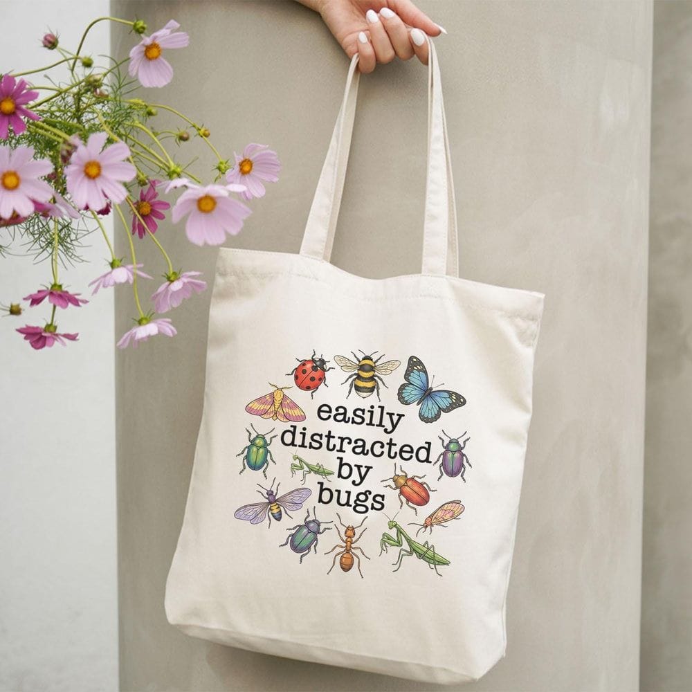 Easily Distracted By Bugs Cotton Tote Bag - Charmed and Wyld