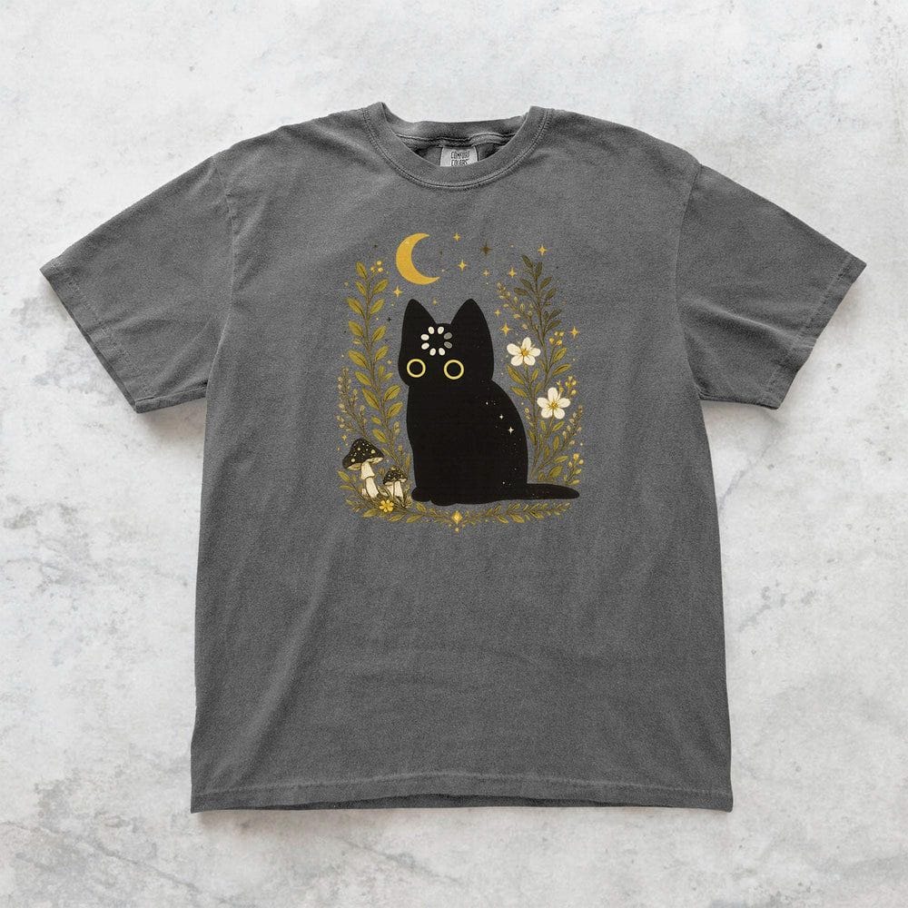 Black Cat Thinking T-Shirt - Charmed and Wyld
