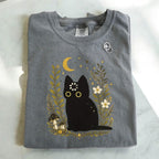 Black Cat Thinking T-Shirt - Charmed and Wyld