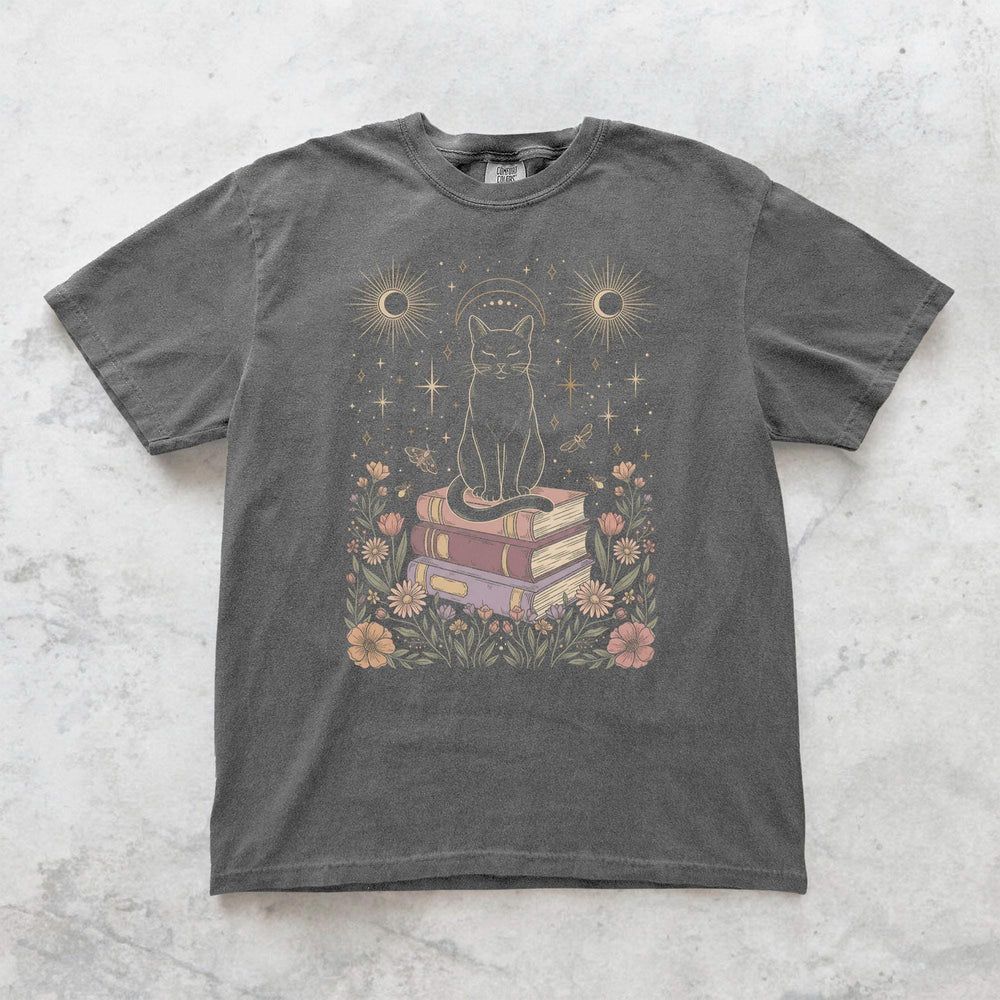 Celestial Cat on Books Tshirt