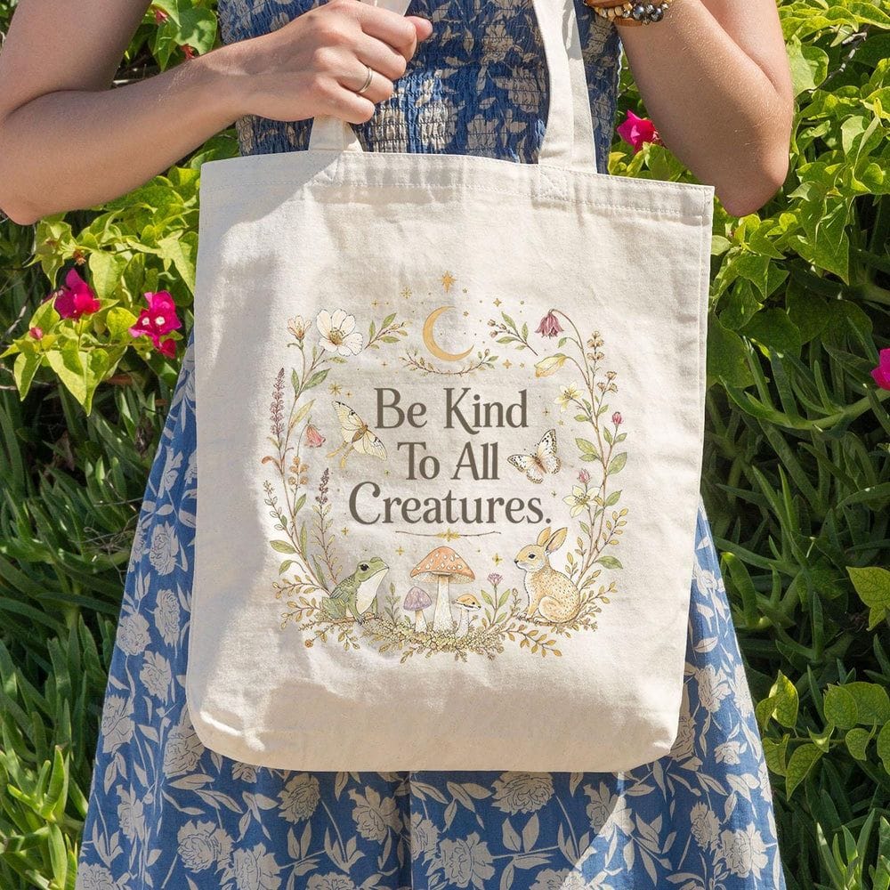 Be Kind to All Creatures Cotton Tote Bag - Charmed and Wyld