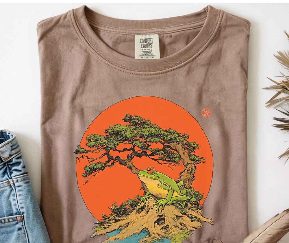 Bonsai Tree Sun and Frog T-Shirt - Charmed and Wyld