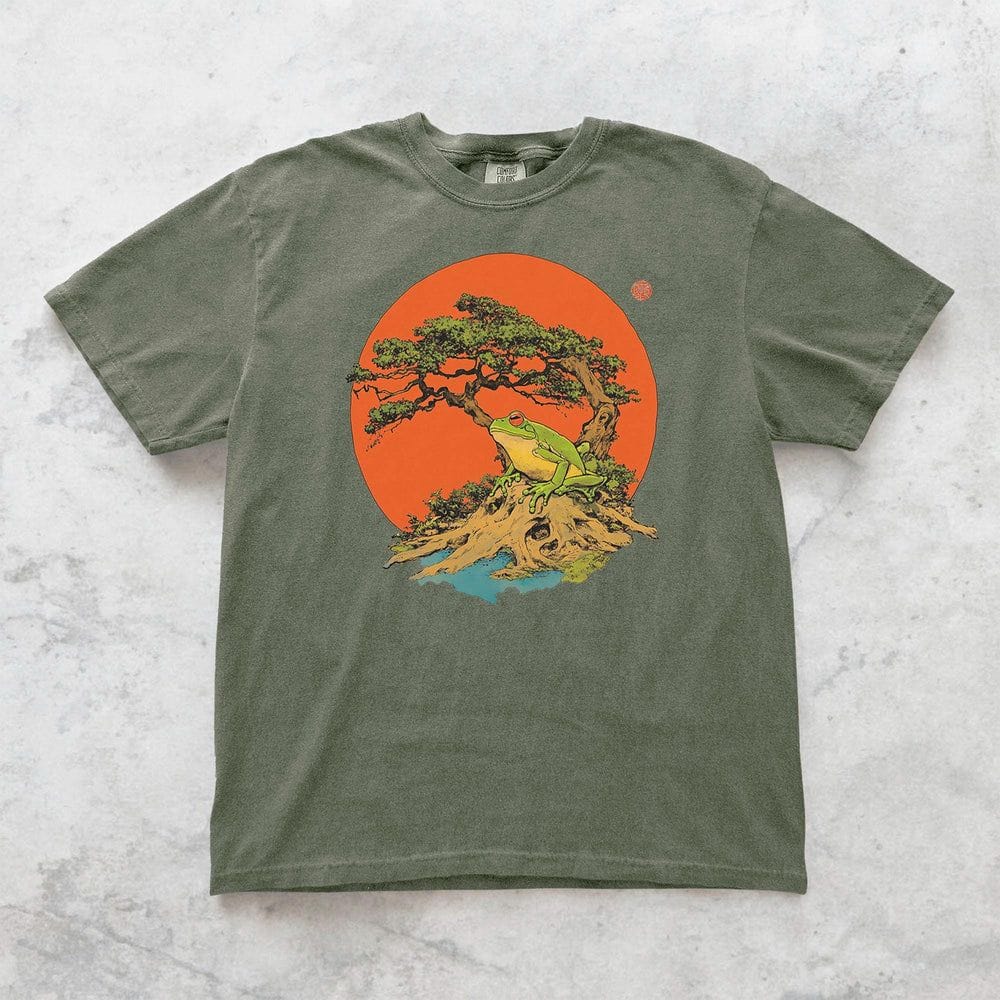 Bonsai Tree Sun and Frog T-Shirt - Charmed and Wyld
