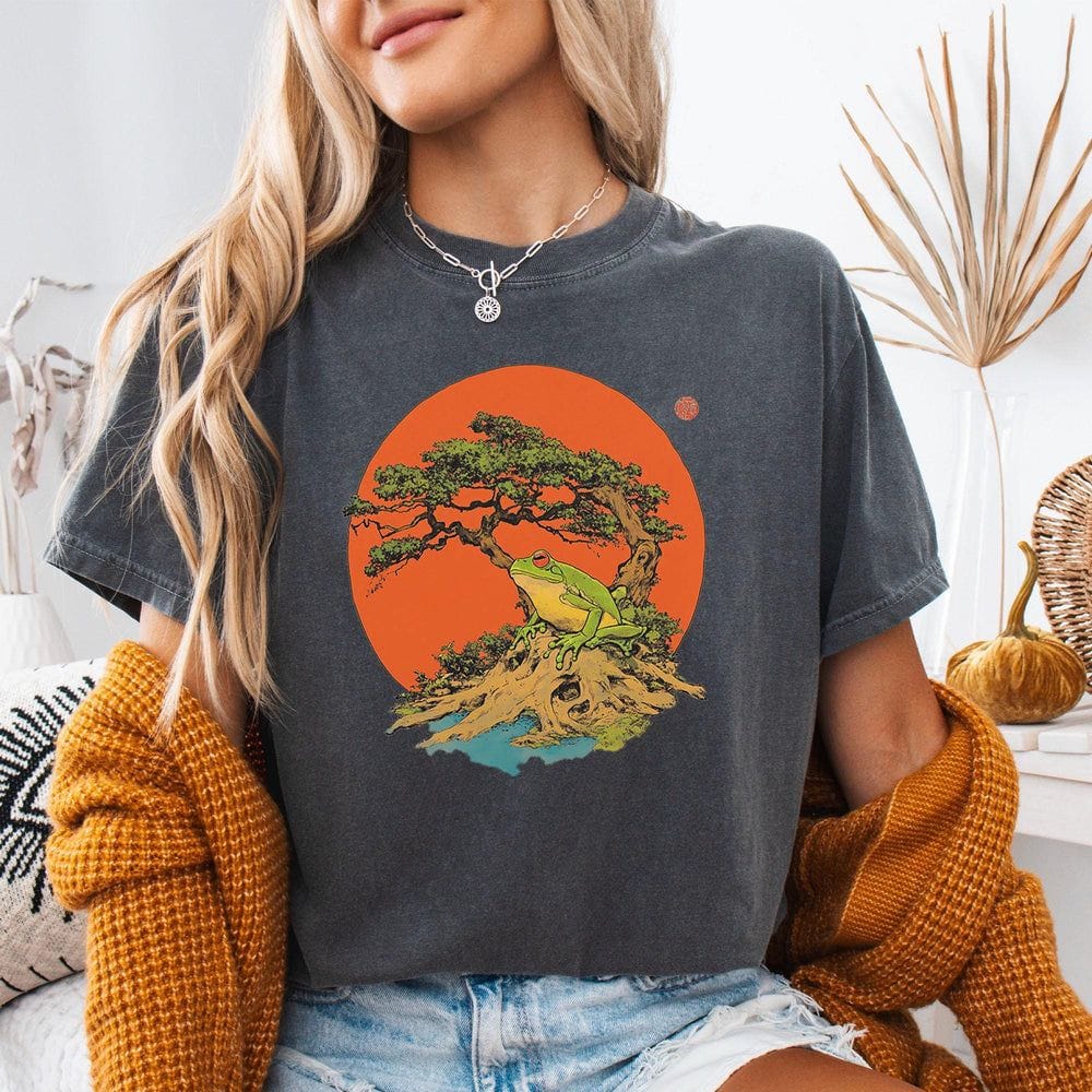 Bonsai Tree Sun and Frog T-Shirt - Charmed and Wyld