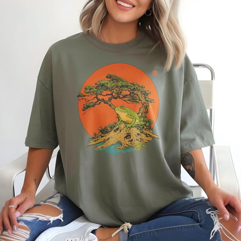 Bonsai Tree Sun and Frog T-Shirt - Charmed and Wyld