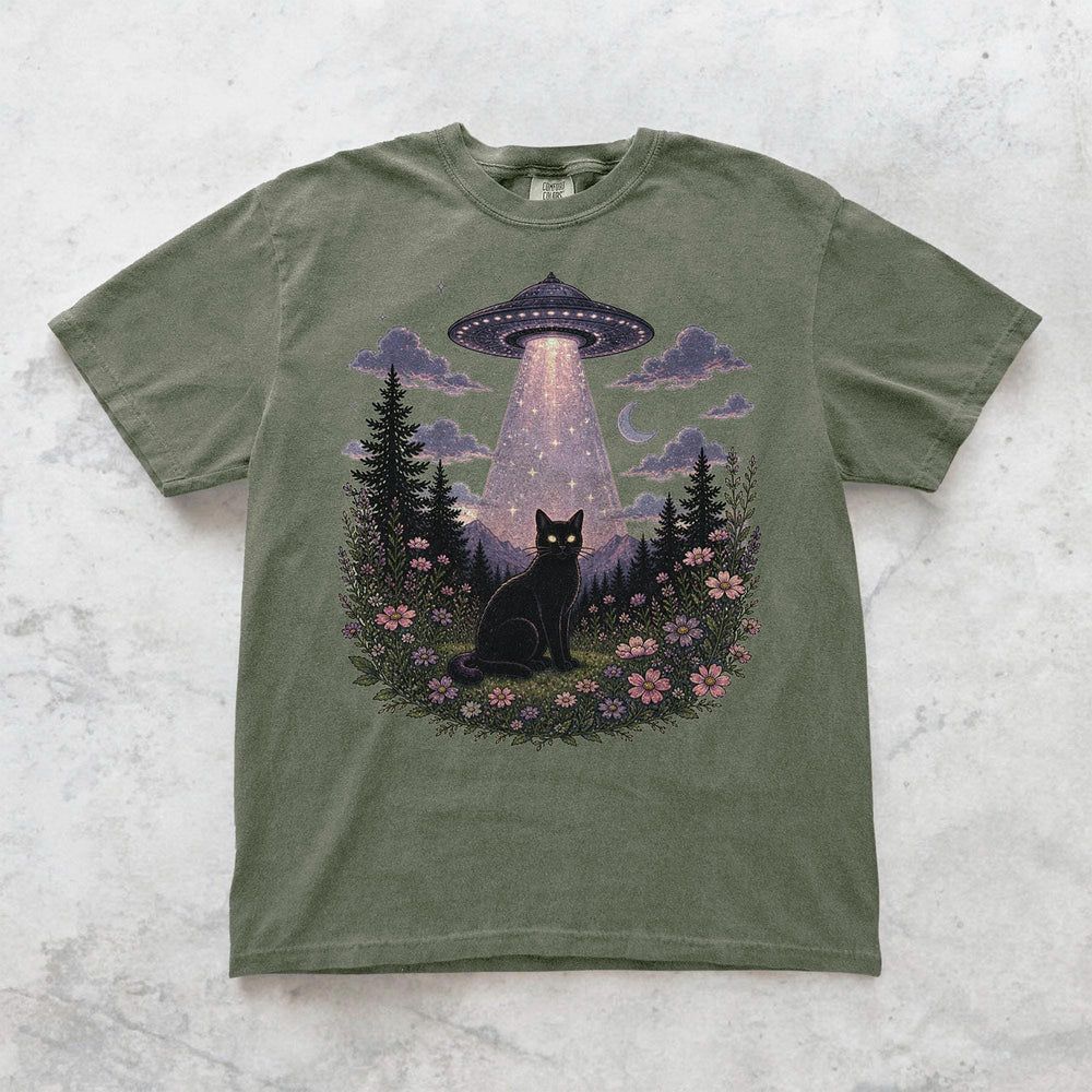 UFO Alien Abduction Cat T Shirt