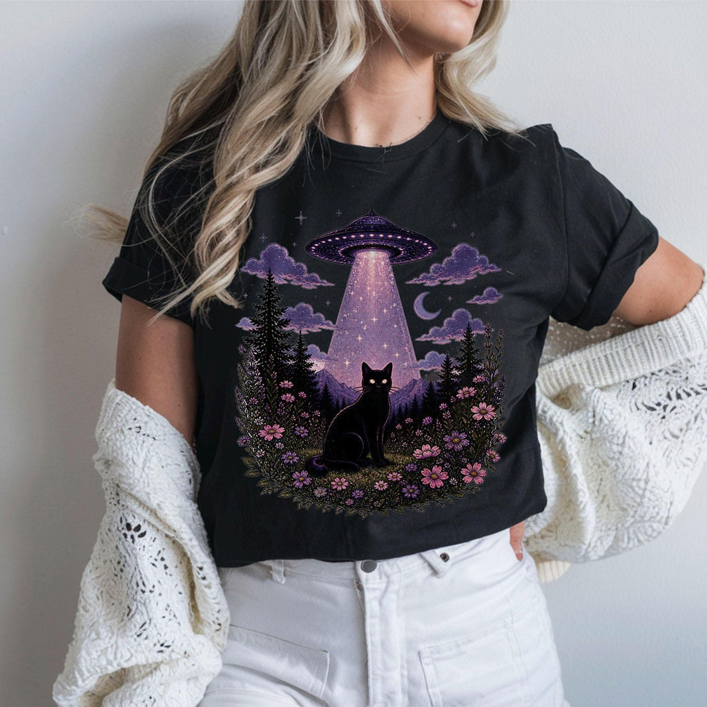 UFO Alien Abduction Cat T Shirt