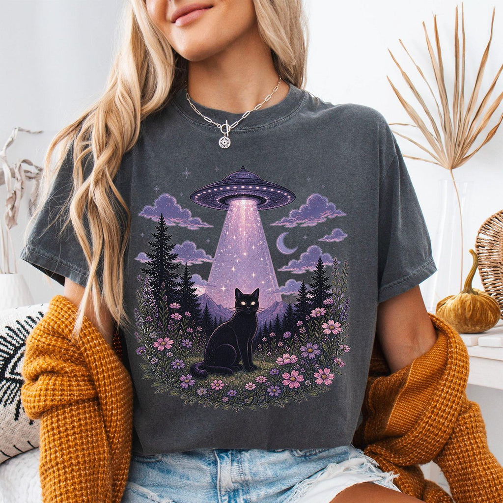 UFO Alien Abduction Cat T Shirt
