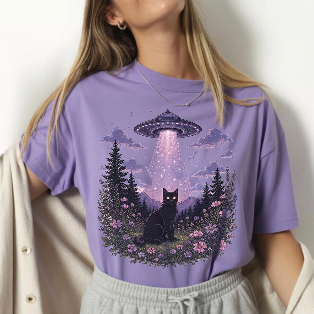 UFO Alien Abduction Cat T Shirt