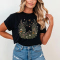 Funny Black Cat Butterfly Wildflower T-Shirt - Charmed and Wyld