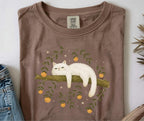 Sleepy White Cat T-Shirt - Charmed and Wyld