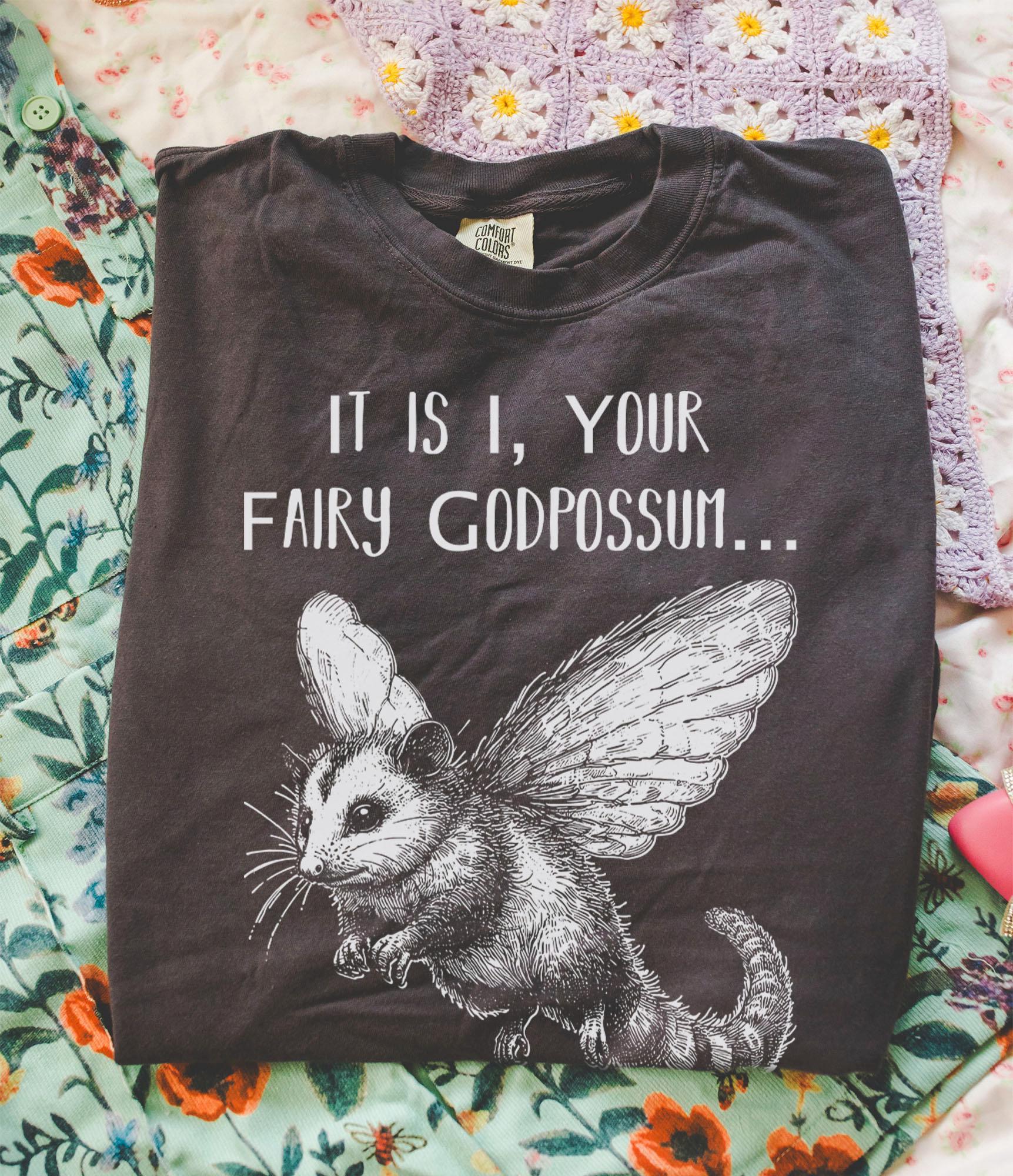 Fairy Godpossum Shirt, Funny Possum Tshirt, Whimsical Cottagecore Tee, Cute Woodland Animal Shirt, Fairycore Graphic Tee, Comfort Colors