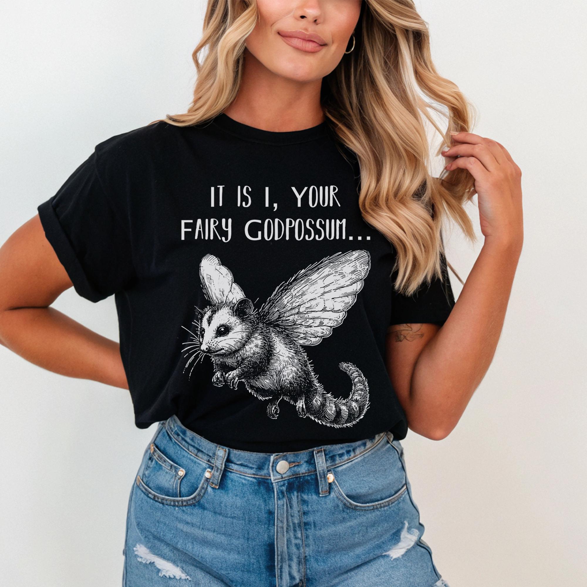 Fairy Godpossum Shirt, Funny Possum Tshirt, Whimsical Cottagecore Tee, Cute Woodland Animal Shirt, Fairycore Graphic Tee, Comfort Colors