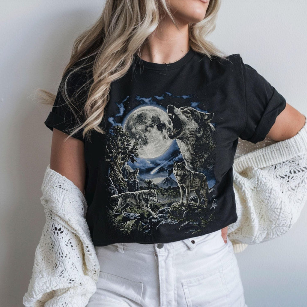 Vintage Wolf Moon Graphic T-Shirt - Charmed and Wyld