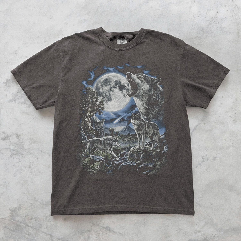 Vintage Wolf Moon Graphic T-Shirt - Charmed and Wyld