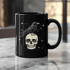 Raven Skull Black Ceramic Mug