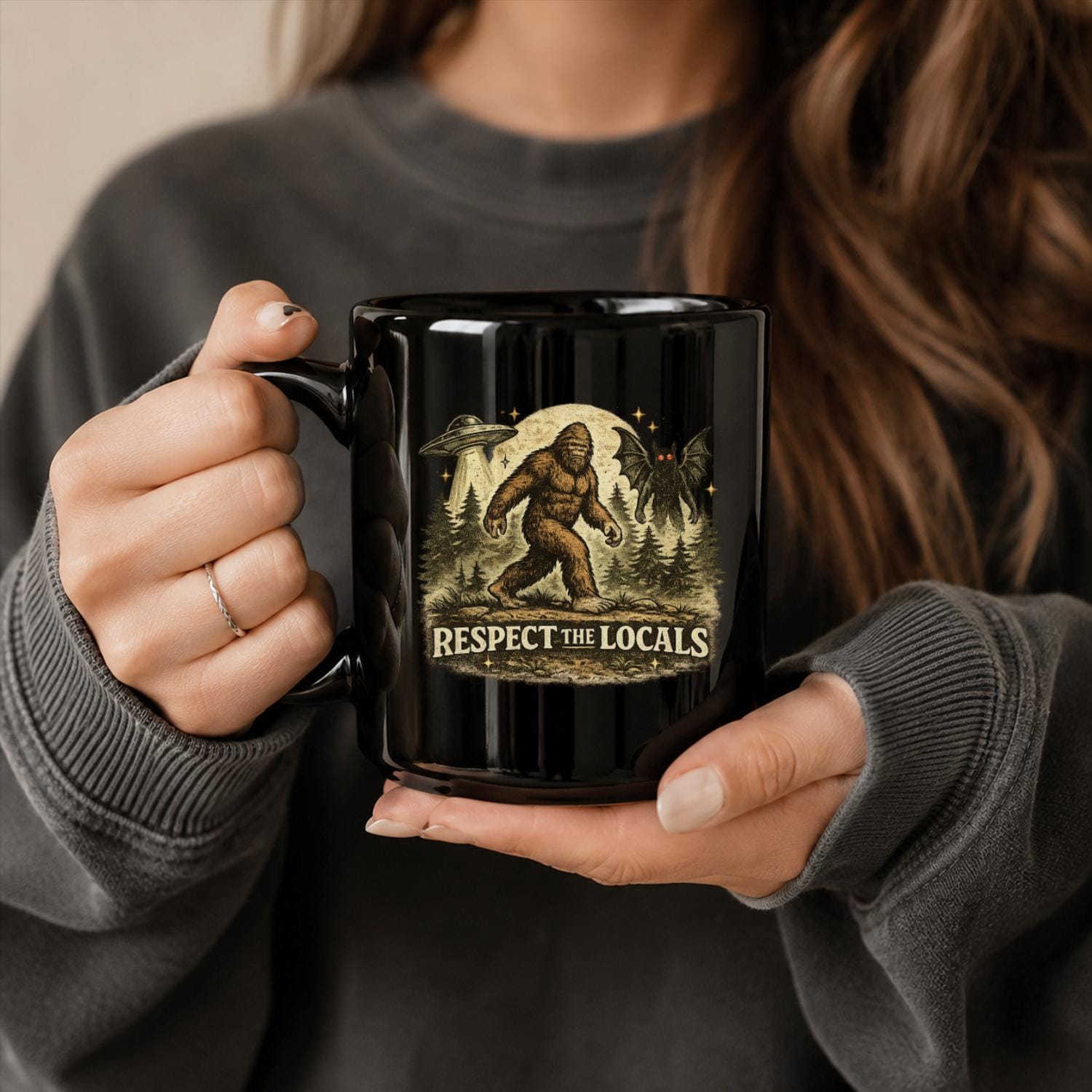 Respect The Locals Black Ceramic Mug