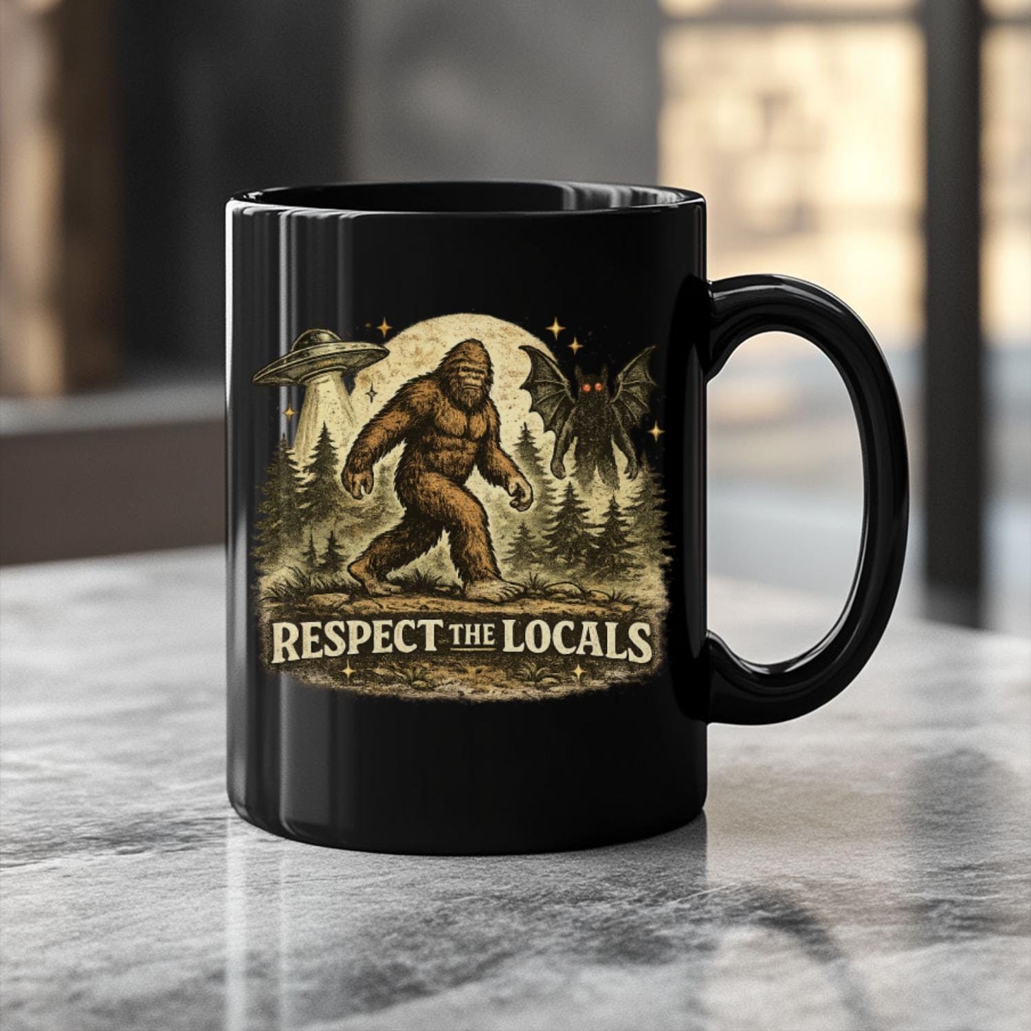 Respect The Locals Black Ceramic Mug