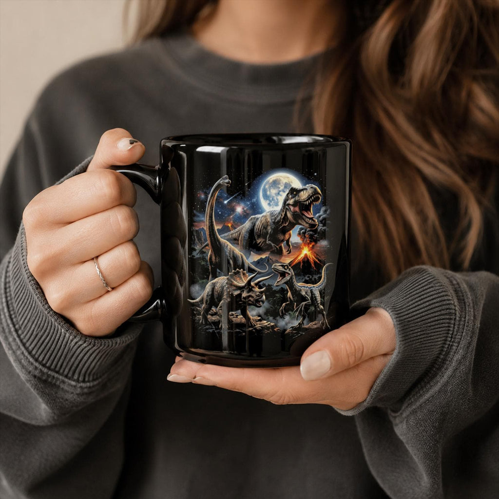Dinosaur Mug, Jurassic Black Ceramic Mug
