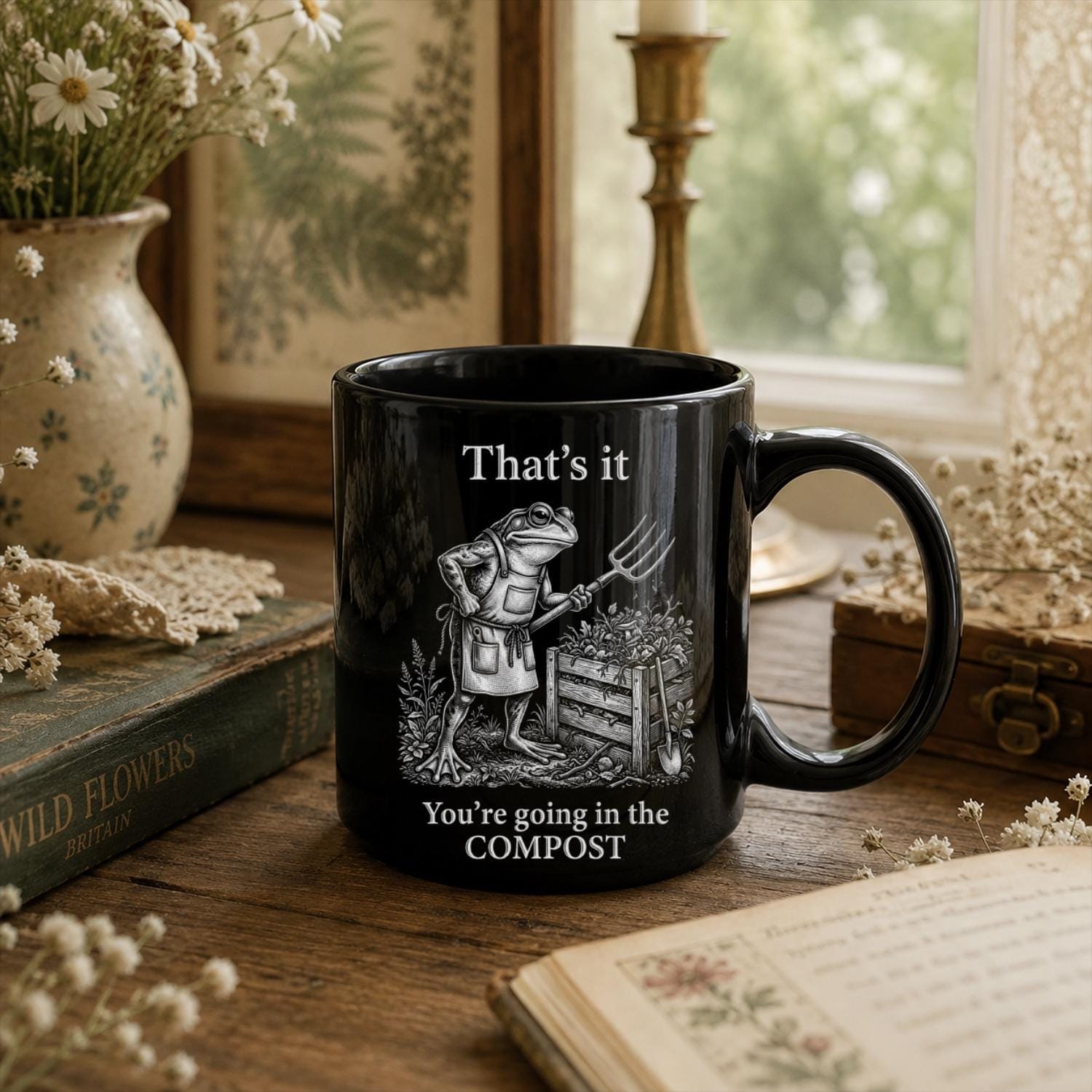 You’re Going In The Compost Black Ceramic Mug