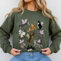 Fairy Cat Sweatshirt, Cat Lover Crewneck, Cottagecore Sweatshirt, Fairycore Whimsical Cat Sweater, Fantasy Cat Jumper, Cute Cat Mom Gift