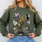 Fairy Cat Sweatshirt, Cat Lover Crewneck, Cottagecore Sweatshirt, Fairycore Whimsical Cat Sweater, Fantasy Cat Jumper, Cute Cat Mom Gift