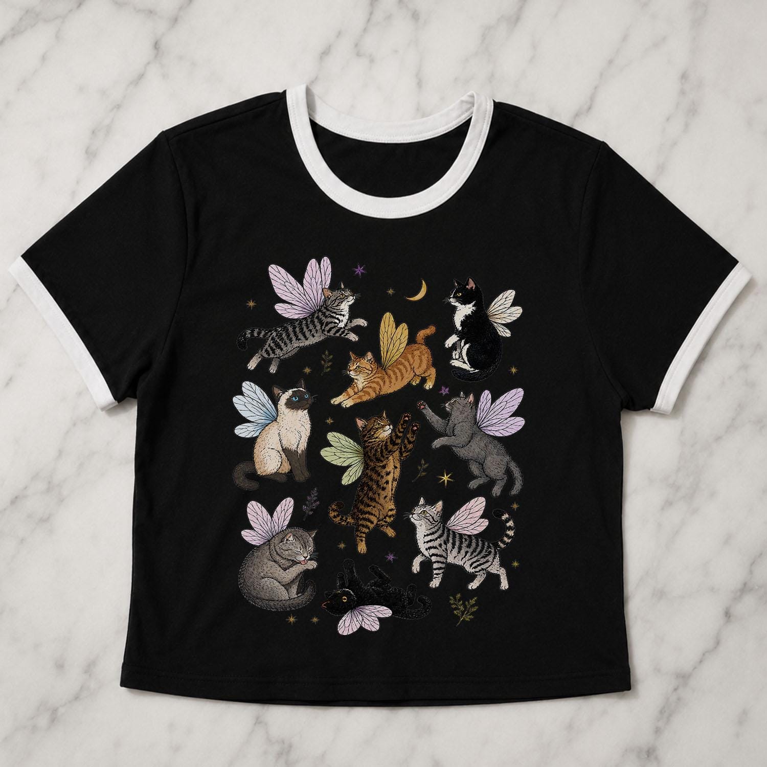 Fairy Cat Ringer Crop T-Shirt – Charmed and Wyld