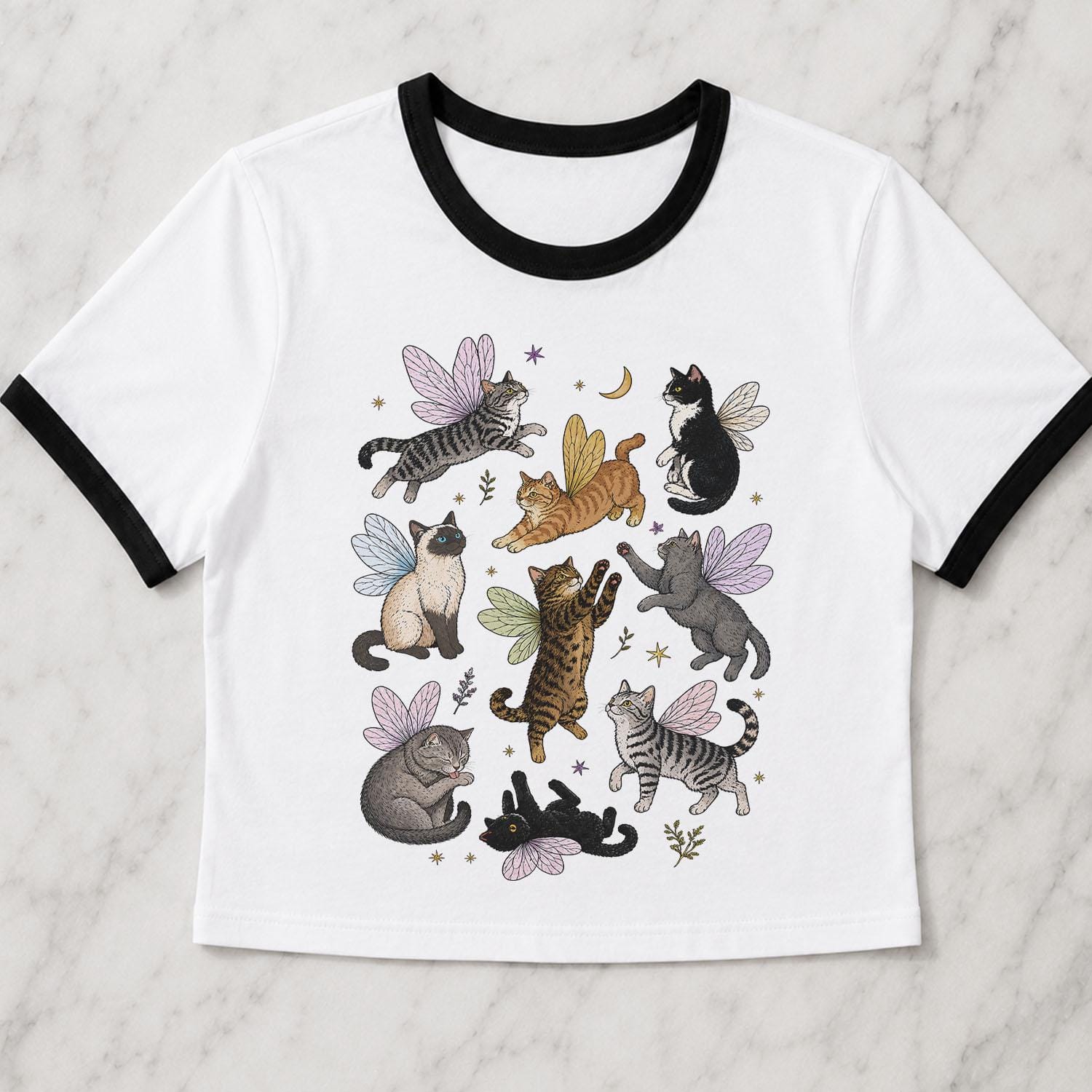 Fairy Cat Ringer Crop T-Shirt – Charmed and Wyld