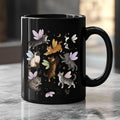 Fairy Cat Mug, Cat Lover Coffee Mug, Whimsical Cat Mug, Fairycore Gift, Cottagecore Mug, Fantasy Cat Cup, Cute Cat Mug, Black Ceramic Mug
