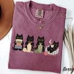 Knitting Black Cats Comfort Colors T-Shirt - Berry / S - T-Shirt