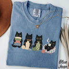 Knitting Black Cats Comfort Colors T-Shirt - Blue Jean / S - T-Shirt
