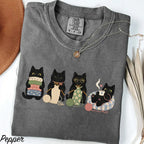 Knitting Black Cats Comfort Colors T-Shirt - Pepper / S - T-Shirt