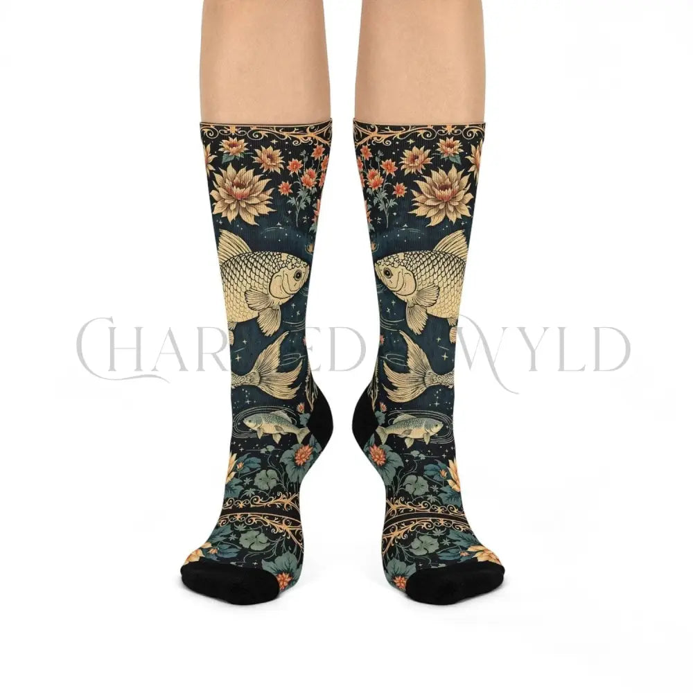 Koi Fish Pond Wildflower Adults Unisex Socks