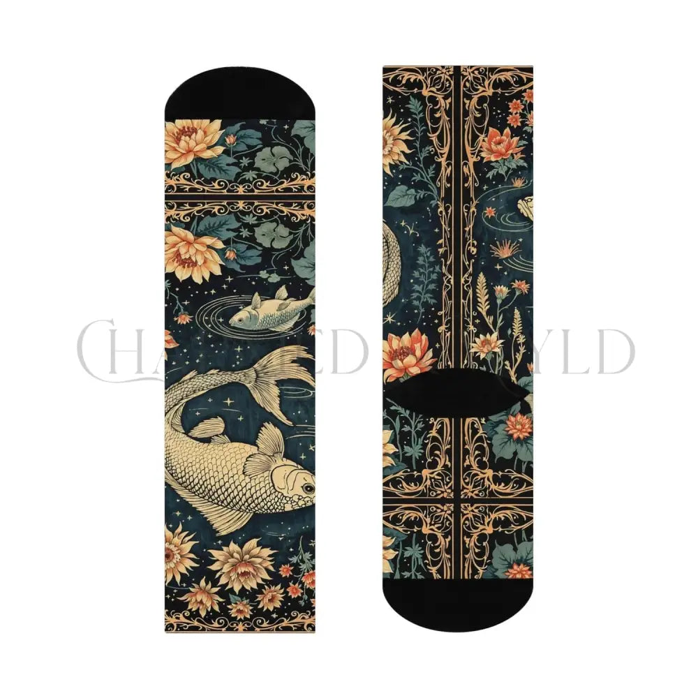 Koi Fish Pond Wildflower Adults Unisex Socks