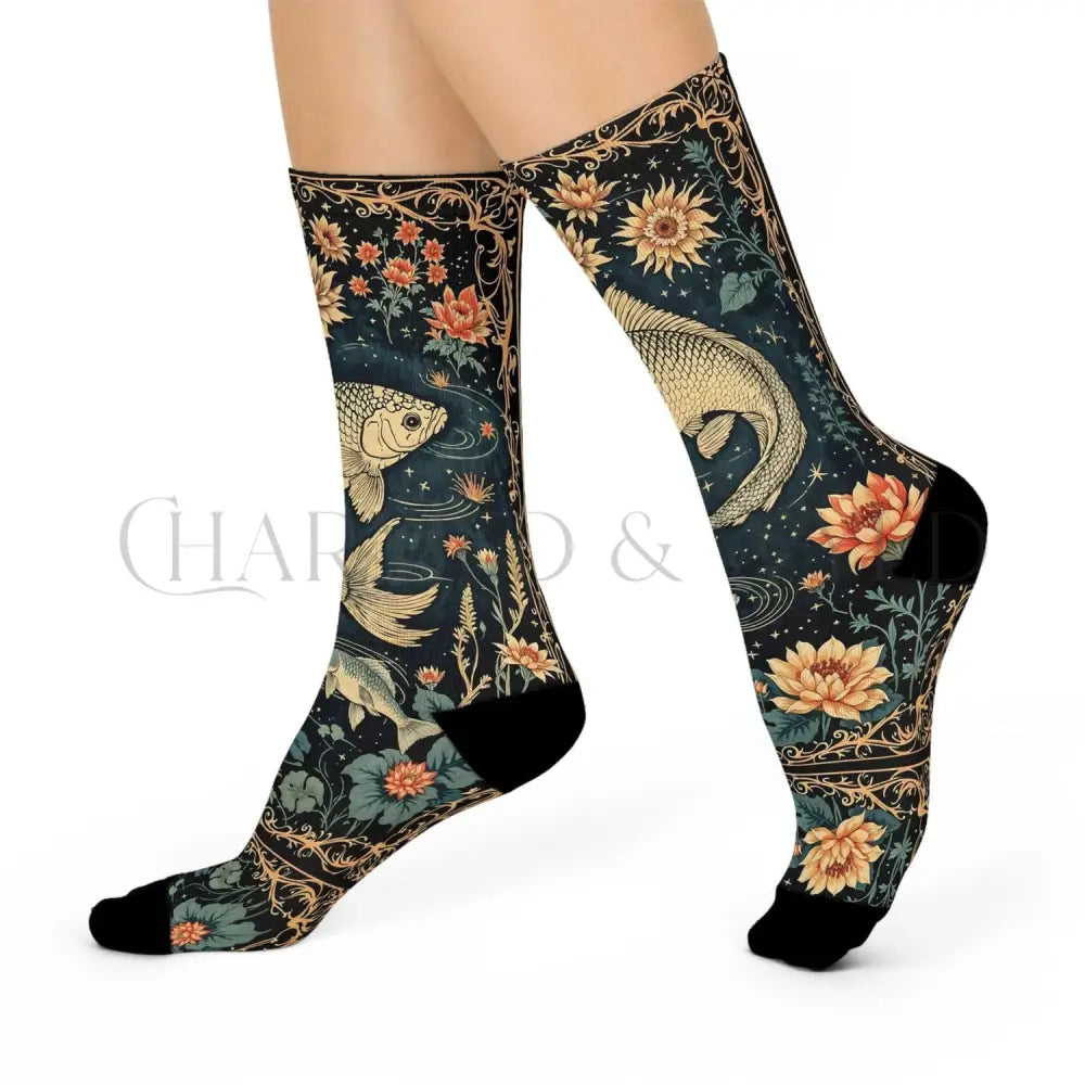 Koi Fish Pond Wildflower Adults Unisex Socks