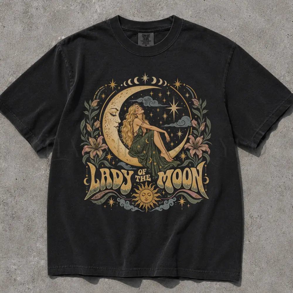Lady of the Moon Comfort Colors T-Shirt - Black / S - T-Shirt