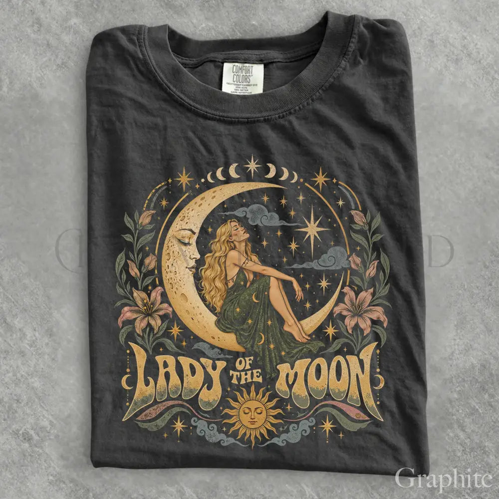 Lady of the Moon Comfort Colors T-Shirt - Graphite / S - T-Shirt