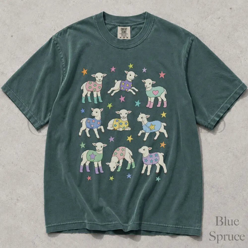 Lambs in Sweaters Comfort Colors T-Shirt - Blue Spruce / S - T-Shirt